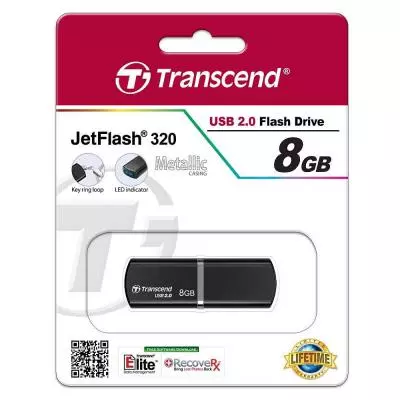 USB флеш накопитель Transcend 8GB JetFlash 320 USB 2.0 (TS8GJF320K) - 4 USB флеш накопитель Transcend 8GB JetFlash 320 USB 2.0 (TS8GJF320K) - 4