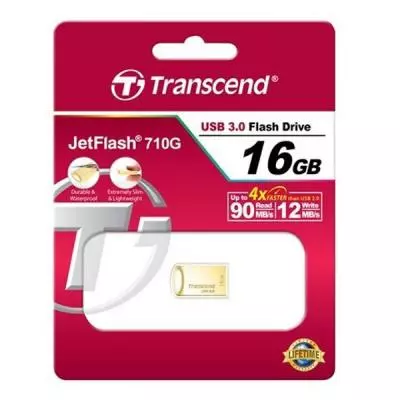 USB флеш накопитель Transcend 16GB JetFlash 710 Metal Gold USB 3.0 (TS16GJF710G) - 2