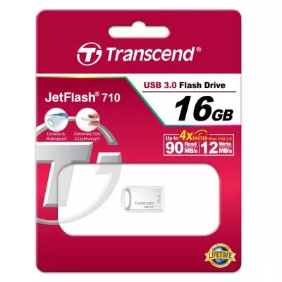USB флеш накопитель Transcend 16GB JetFlash 710 Metal Silver USB 3.0 (TS16GJF710S) - 2