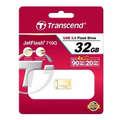 USB флеш накопитель Transcend 32GB JetFlash 710 Metal Gold USB 3.0 (TS32GJF710G) - 2