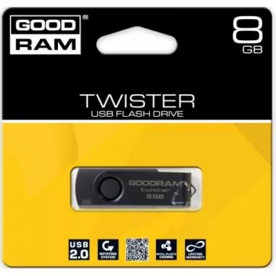 USB флеш накопитель Goodram 8Gb Twister Black USB 2.0 (PD8GH2GRTSKKR9)
