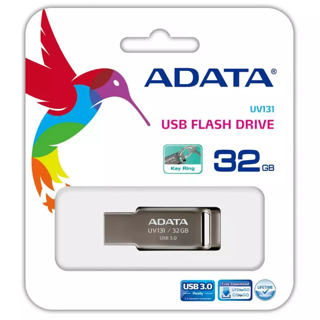 USB флеш накопитель ADATA 32Gb UV131 Grey USB 3.0 (AUV131-32G-RGY) - 2 USB флеш накопитель ADATA 32Gb UV131 Grey USB 3.0 (AUV131-32G-RGY) - 2