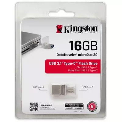 USB флеш накопитель Kingston 16GB DataTraveler microDuo 3C USB 3.1 (DTDUO3C/16GB) - 6 USB флеш накопитель Kingston 16GB DataTraveler microDuo 3C USB 3.1 (DTDUO3C/16GB) - 6