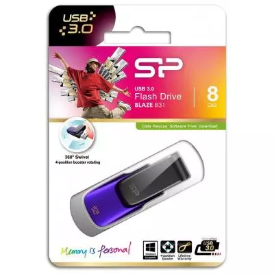 USB флеш накопитель Silicon Power 8GB Blaze B31 Purple USB 3.0 (SP008GBUF3B31V1U) - 3 USB флеш накопитель Silicon Power 8GB Blaze B31 Purple USB 3.0 (SP008GBUF3B31V1U) - 3