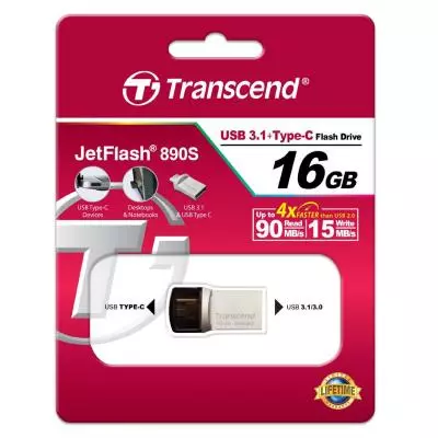 USB флеш накопитель Transcend 16GB JetFlash 890S Silver USB 3.1 (TS16GJF890S) - 3 USB флеш накопитель Transcend 16GB JetFlash 890S Silver USB 3.1 (TS16GJF890S) - 3