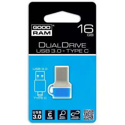 USB флеш накопитель Goodram 16GB DualDrive C Blue USB 3.0 (PD16GH3GRDDCBR10) - 4 USB флеш накопитель Goodram 16GB DualDrive C Blue USB 3.0 (PD16GH3GRDDCBR10) - 4