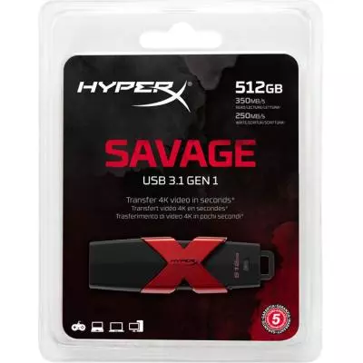 USB флеш накопитель Kingston 512GB HyperX Savage USB 3.1 (HXS3/512GB) - 6 USB флеш накопитель Kingston 512GB HyperX Savage USB 3.1 (HXS3/512GB) - 6
