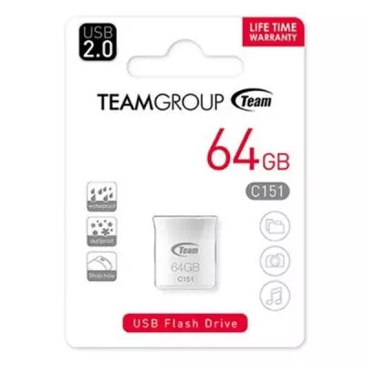USB флеш накопитель Team 64GB C151 Silver USB 2.0 (TC15164GS01) - 2 USB флеш накопитель Team 64GB C151 Silver USB 2.0 (TC15164GS01) - 2