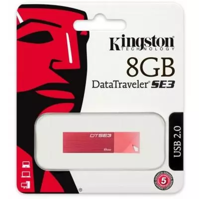 USB флеш накопитель Kingston 8GB DTSE3 Metalic Red USB 2.0 (KC-U688G-4C1R) - 2 USB флеш накопитель Kingston 8GB DTSE3 Metalic Red USB 2.0 (KC-U688G-4C1R) - 2