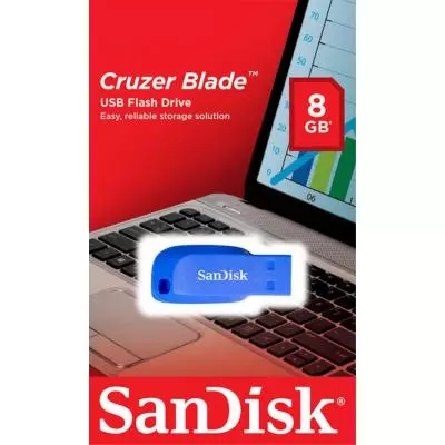 USB флеш накопитель SanDisk 8GB Cruzer Blade Blue Electric USB 2.0 (SDCZ50C-008G-B35BE) - 2 USB флеш накопитель SanDisk 8GB Cruzer Blade Blue Electric USB 2.0 (SDCZ50C-008G-B35BE) - 2