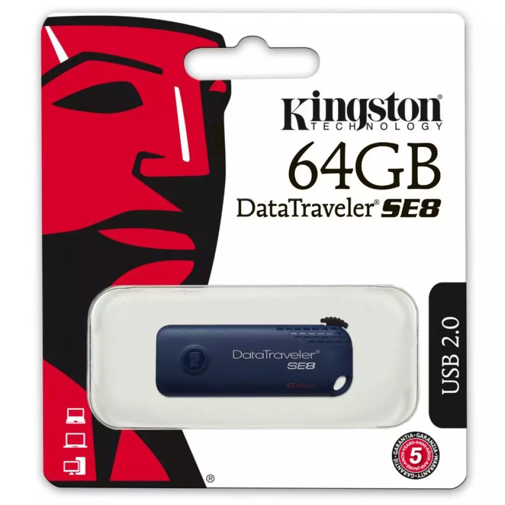 USB флеш накопитель Kingston 64GB DT SE 8 Blue USB 2.0 (DTSE8/64GB) - 5