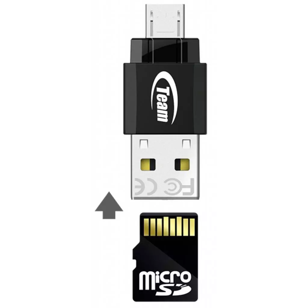 USB флеш накопитель Team 8GB M141 Black USB 2.0 OTG (TUSDH8GCL1036) - 5