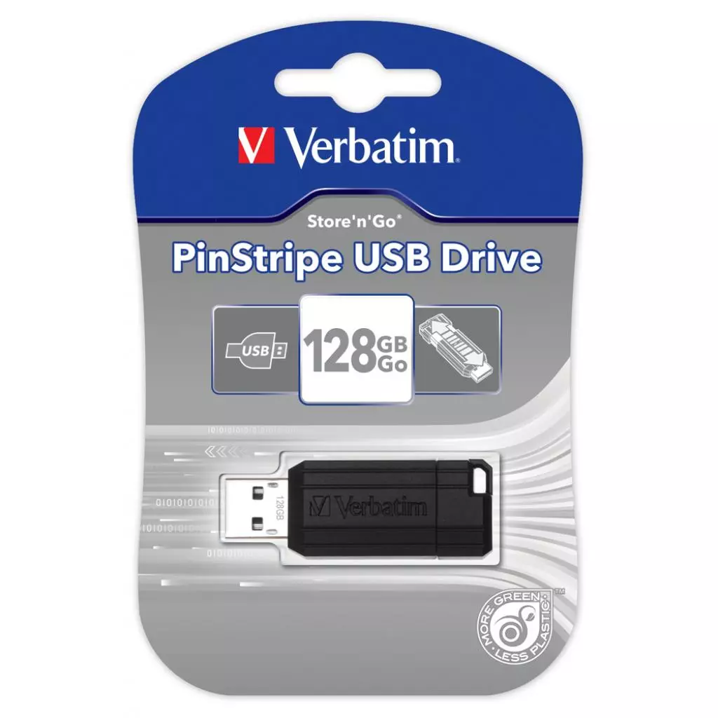 USB флеш накопитель Verbatim 128GB PinStripe Black USB 2.0 (49071) - 4 USB флеш накопитель Verbatim 128GB PinStripe Black USB 2.0 (49071) - 4