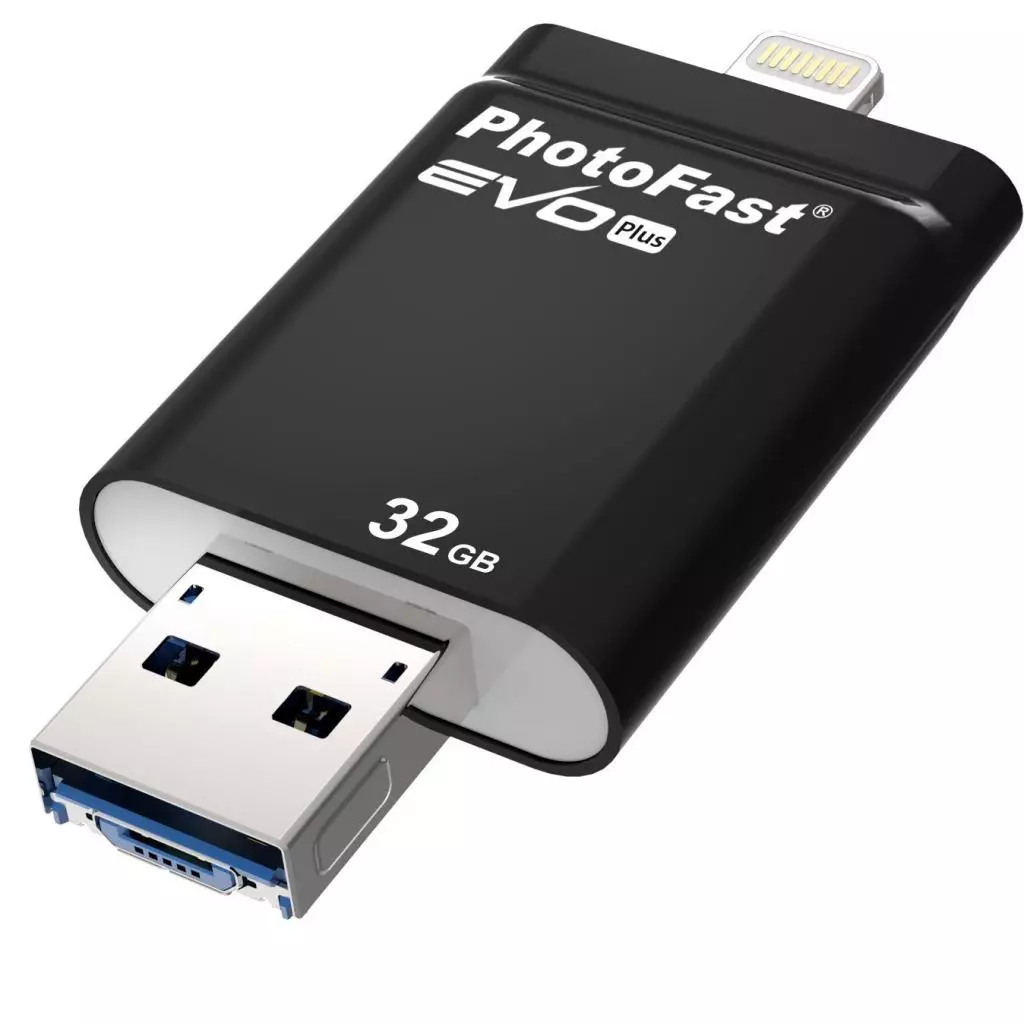 USB флеш накопитель PhotoFast 32GB i-Flashdrive EVO Plus Black USB3.0-microUSB/Lightning (EVOPLUS32GBU3) - 1
