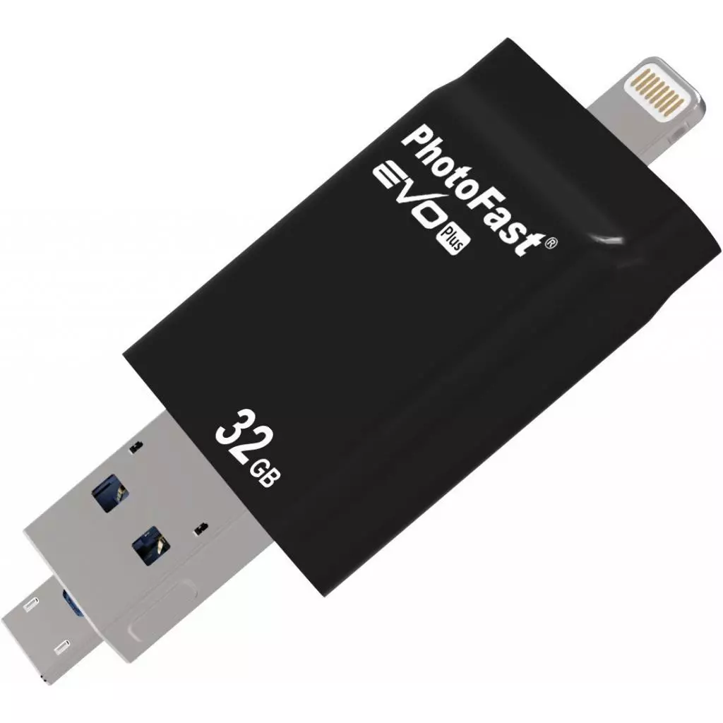 USB флеш накопитель PhotoFast 32GB i-Flashdrive EVO Plus Black USB3.0-microUSB/Lightning (EVOPLUS32GBU3) - 4