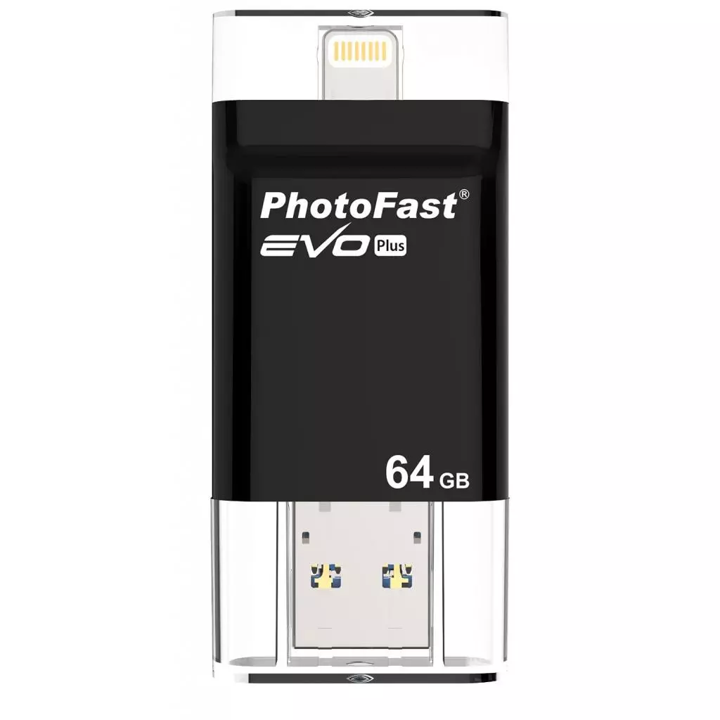 USB флеш накопитель PhotoFast 64GB i-Flashdrive EVO Plus Black USB3.0-microUSB/Lightning (EVOPLUS64GBU3) - 3 USB флеш накопитель PhotoFast 64GB i-Flashdrive EVO Plus Black USB3.0-microUSB/Lightning (EVOPLUS64GBU3) - 3