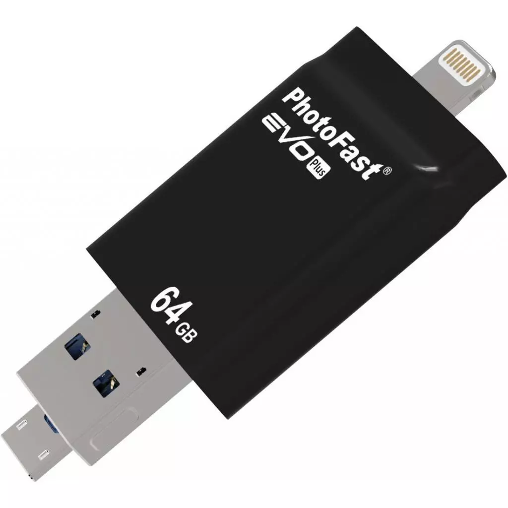 USB флеш накопитель PhotoFast 64GB i-Flashdrive EVO Plus Black USB3.0-microUSB/Lightning (EVOPLUS64GBU3) - 4 USB флеш накопитель PhotoFast 64GB i-Flashdrive EVO Plus Black USB3.0-microUSB/Lightning (EVOPLUS64GBU3) - 4