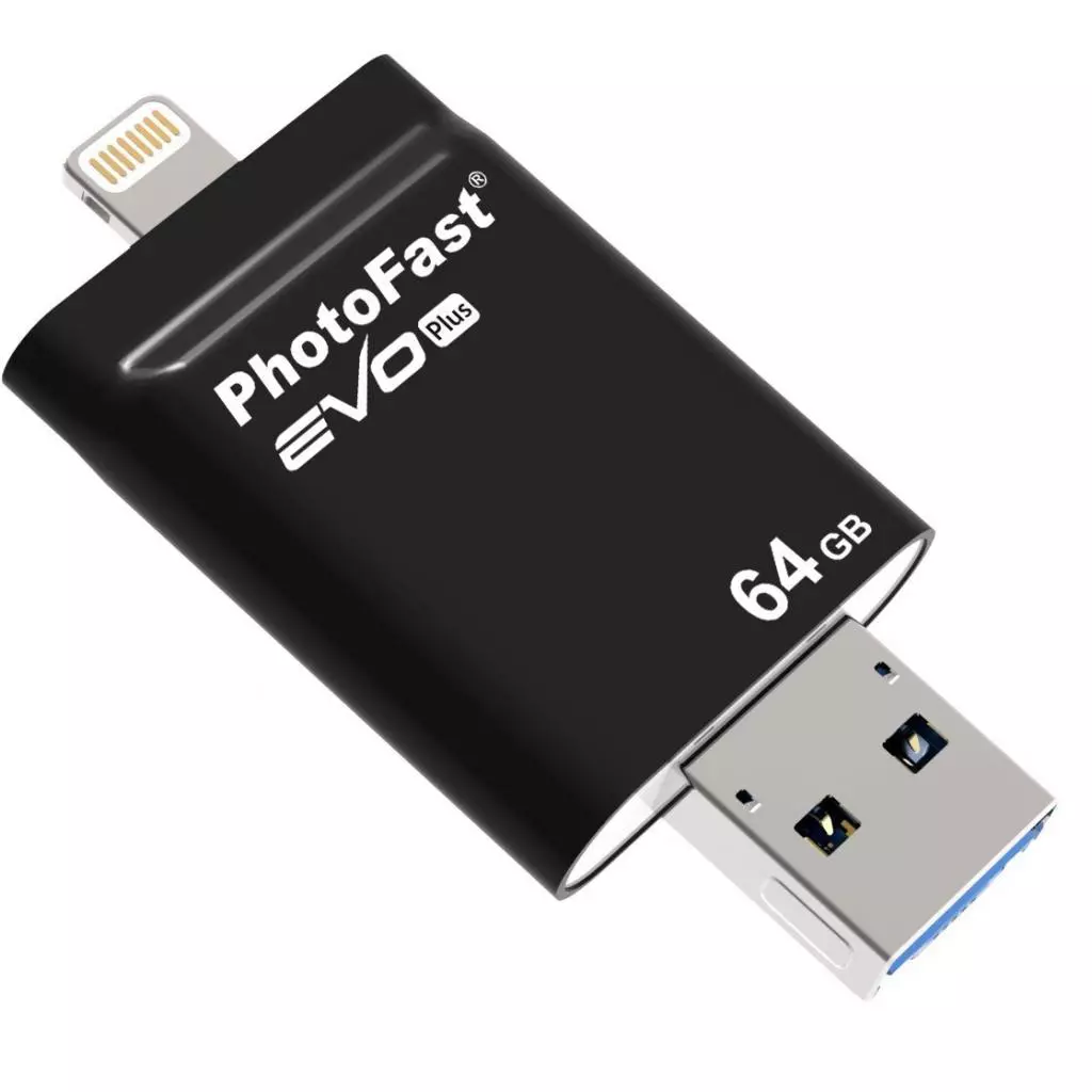 USB флеш накопитель PhotoFast 64GB i-Flashdrive EVO Plus Black USB3.0-microUSB/Lightning (EVOPLUS64GBU3) - 5 USB флеш накопитель PhotoFast 64GB i-Flashdrive EVO Plus Black USB3.0-microUSB/Lightning (EVOPLUS64GBU3) - 5