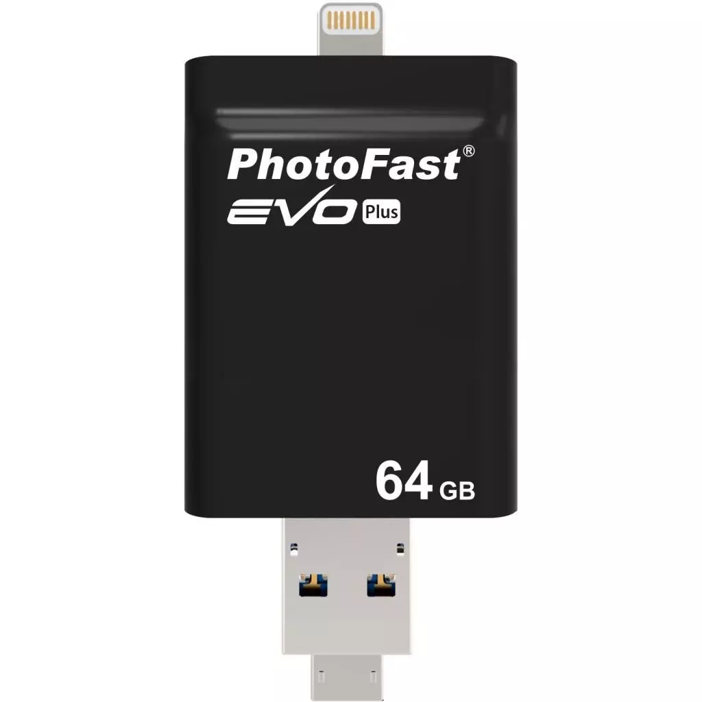 USB флеш накопитель PhotoFast 64GB i-Flashdrive EVO Plus Black USB3.0-microUSB/Lightning (EVOPLUS64GBU3) - 8 USB флеш накопитель PhotoFast 64GB i-Flashdrive EVO Plus Black USB3.0-microUSB/Lightning (EVOPLUS64GBU3) - 8