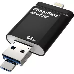 USB флеш накопитель PhotoFast 64GB i-Flashdrive EVO Plus Black USB3.0-microUSB/Lightning (EVOPLUS64GBU3)
