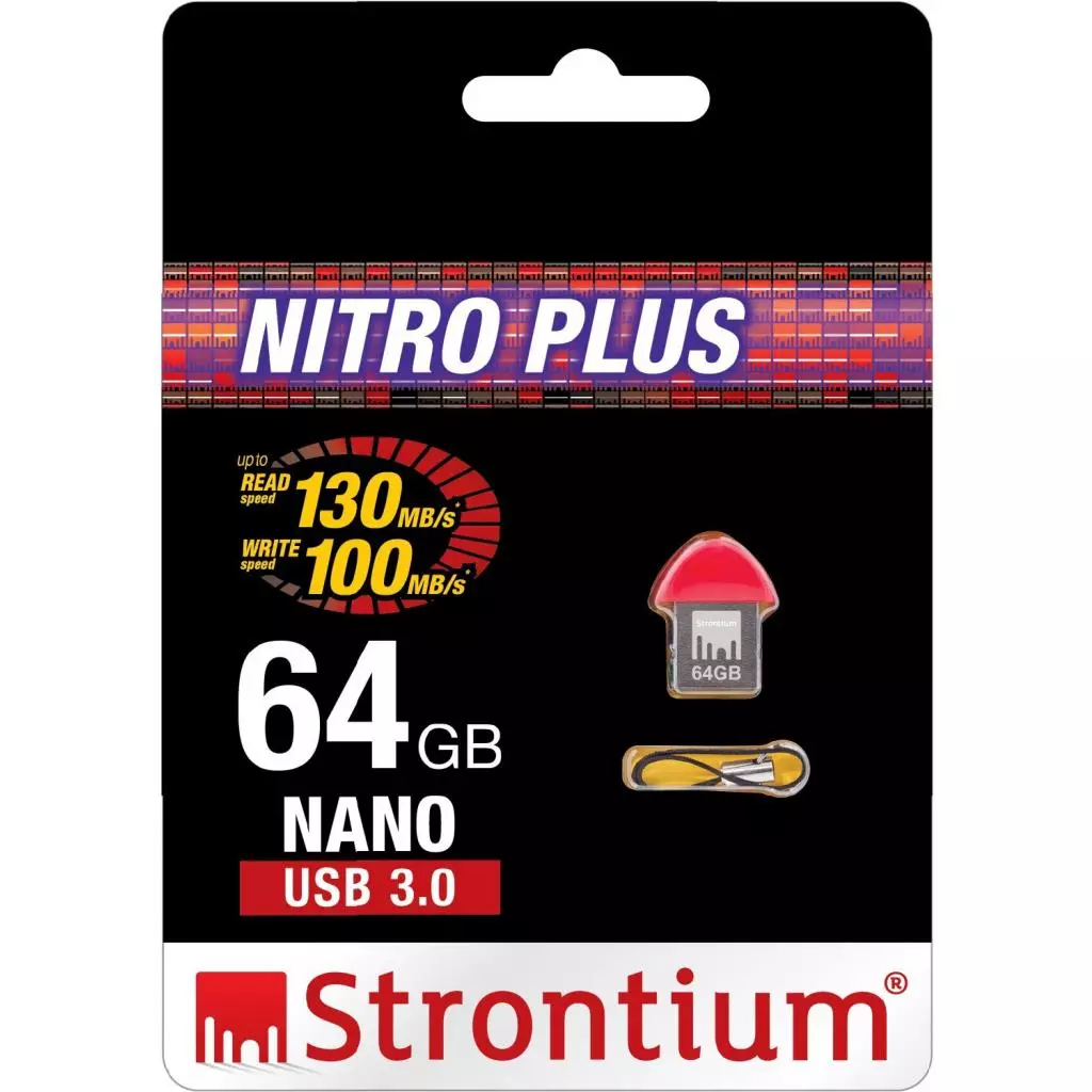USB флеш накопитель Strontium Flash 64GB NANO RED USB 3.0 (SR64GRDNANOZ) - 2 USB флеш накопитель Strontium Flash 64GB NANO RED USB 3.0 (SR64GRDNANOZ) - 2