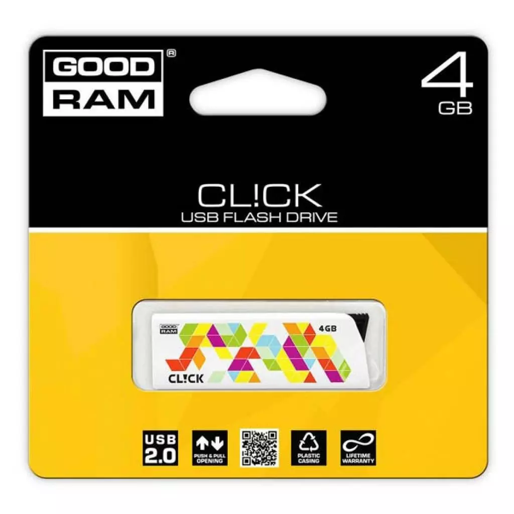 USB флеш накопитель Goodram 4GB Cl!ck White USB 2.0 (PD4GH2GRCLWR9) - 2 USB флеш накопитель Goodram 4GB Cl!ck White USB 2.0 (PD4GH2GRCLWR9) - 2