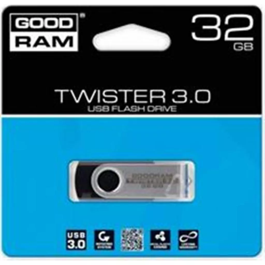 USB флеш накопитель Goodram 32GB Twister Black USB 3.0 (PD32GH3GRTSKR9) - 2 USB флеш накопитель Goodram 32GB Twister Black USB 3.0 (PD32GH3GRTSKR9) - 2