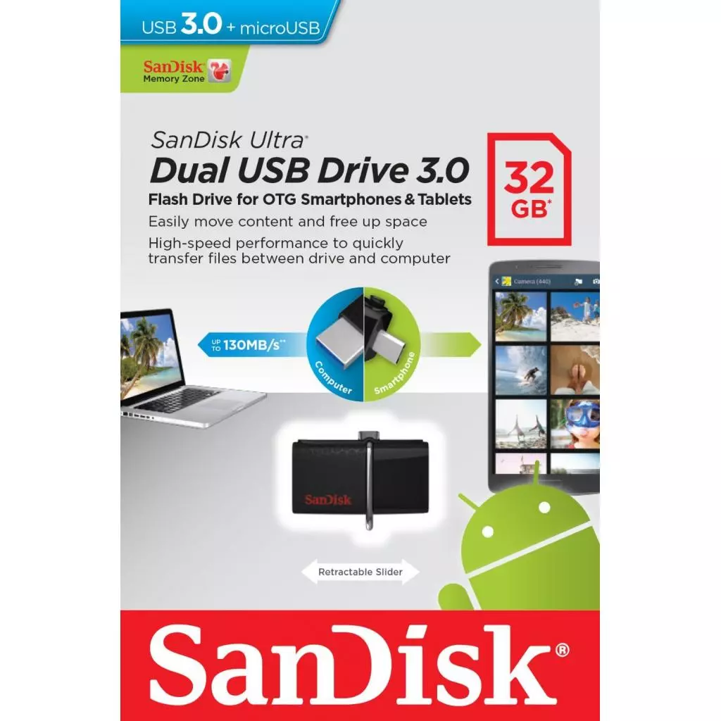 USB флеш накопитель SanDisk 32GB Ultra Dual Drive OTG Black USB 3.0 (SDDD2-032G-GAM46) - 5 USB флеш накопитель SanDisk 32GB Ultra Dual Drive OTG Black USB 3.0 (SDDD2-032G-GAM46) - 5
