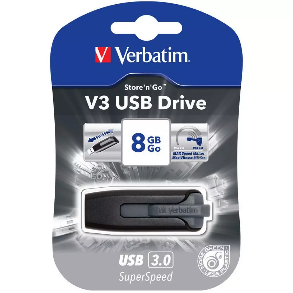USB флеш накопитель Verbatim 8GB Store 'n' Go Grey USB 3.0 (49171) - 4 USB флеш накопитель Verbatim 8GB Store 'n' Go Grey USB 3.0 (49171) - 4