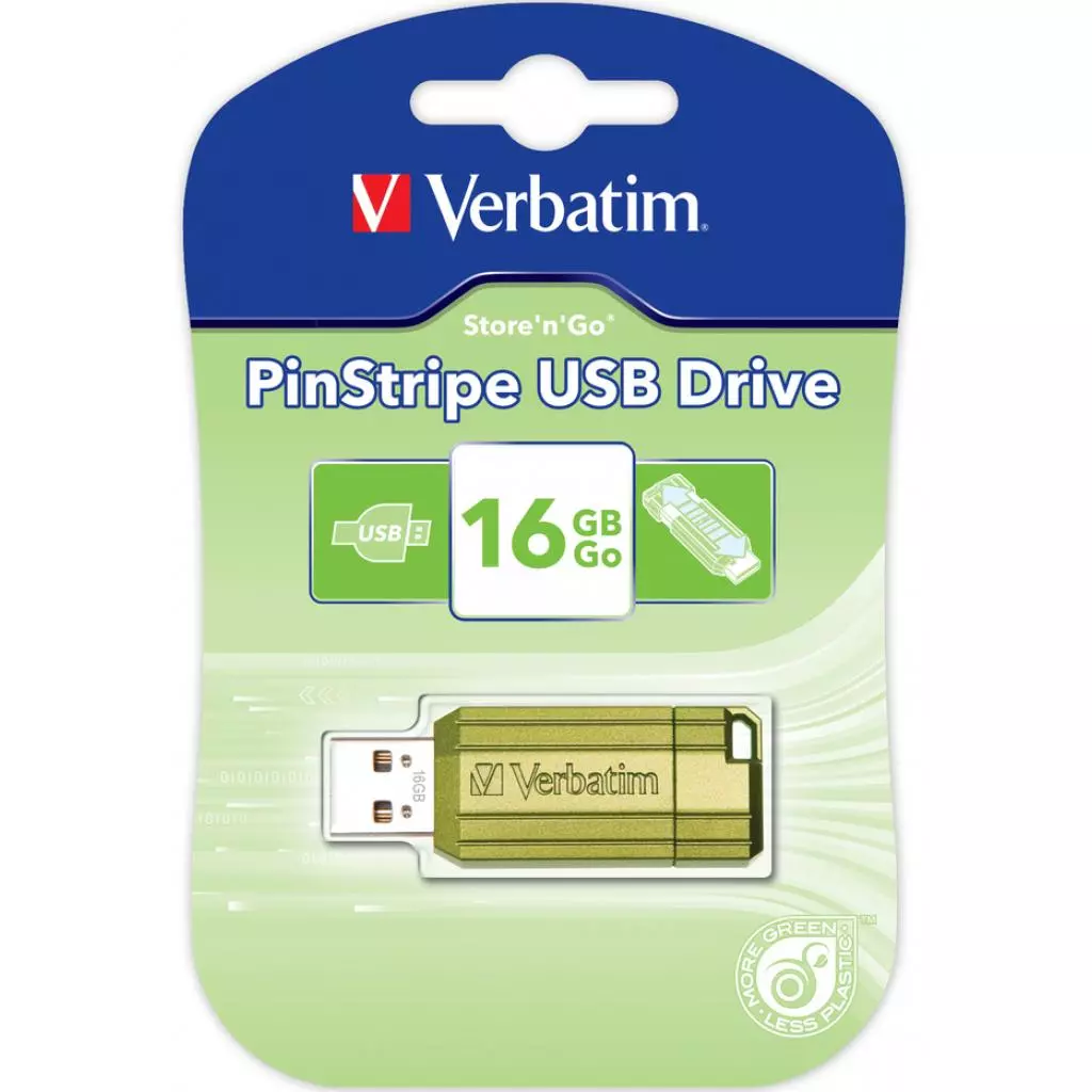 USB флеш накопитель Verbatim 16GB Store 'n' Go PinStripe Green USB 2.0 (49070) - 4 USB флеш накопитель Verbatim 16GB Store 'n' Go PinStripe Green USB 2.0 (49070) - 4