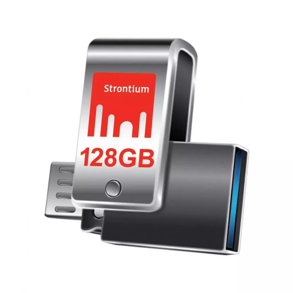 USB флеш накопитель Strontium Flash 128GB Nitro Plus Silver OTG USB 3.0 (SR128GSLOTG1Z) - 1 USB флеш накопитель Strontium Flash 128GB Nitro Plus Silver OTG USB 3.0 (SR128GSLOTG1Z) - 1