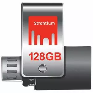 USB флеш накопитель Strontium Flash 128GB Nitro Plus Silver OTG USB 3.0 (SR128GSLOTG1Z)