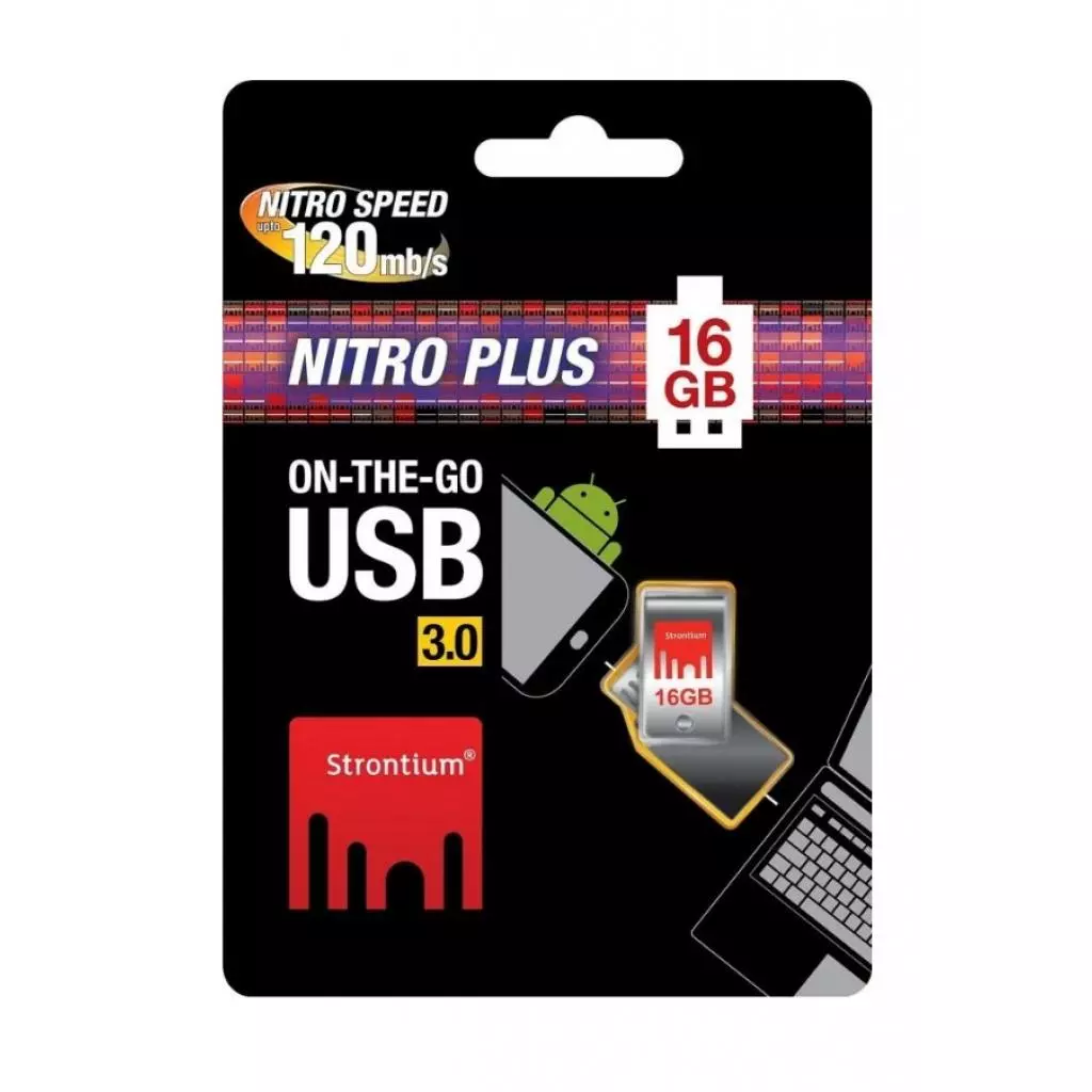 USB флеш накопитель Strontium Flash 16GB Nitro Plus Silver OTG USB 3.0 (SR16GSLOTG1Z) - 2 USB флеш накопитель Strontium Flash 16GB Nitro Plus Silver OTG USB 3.0 (SR16GSLOTG1Z) - 2