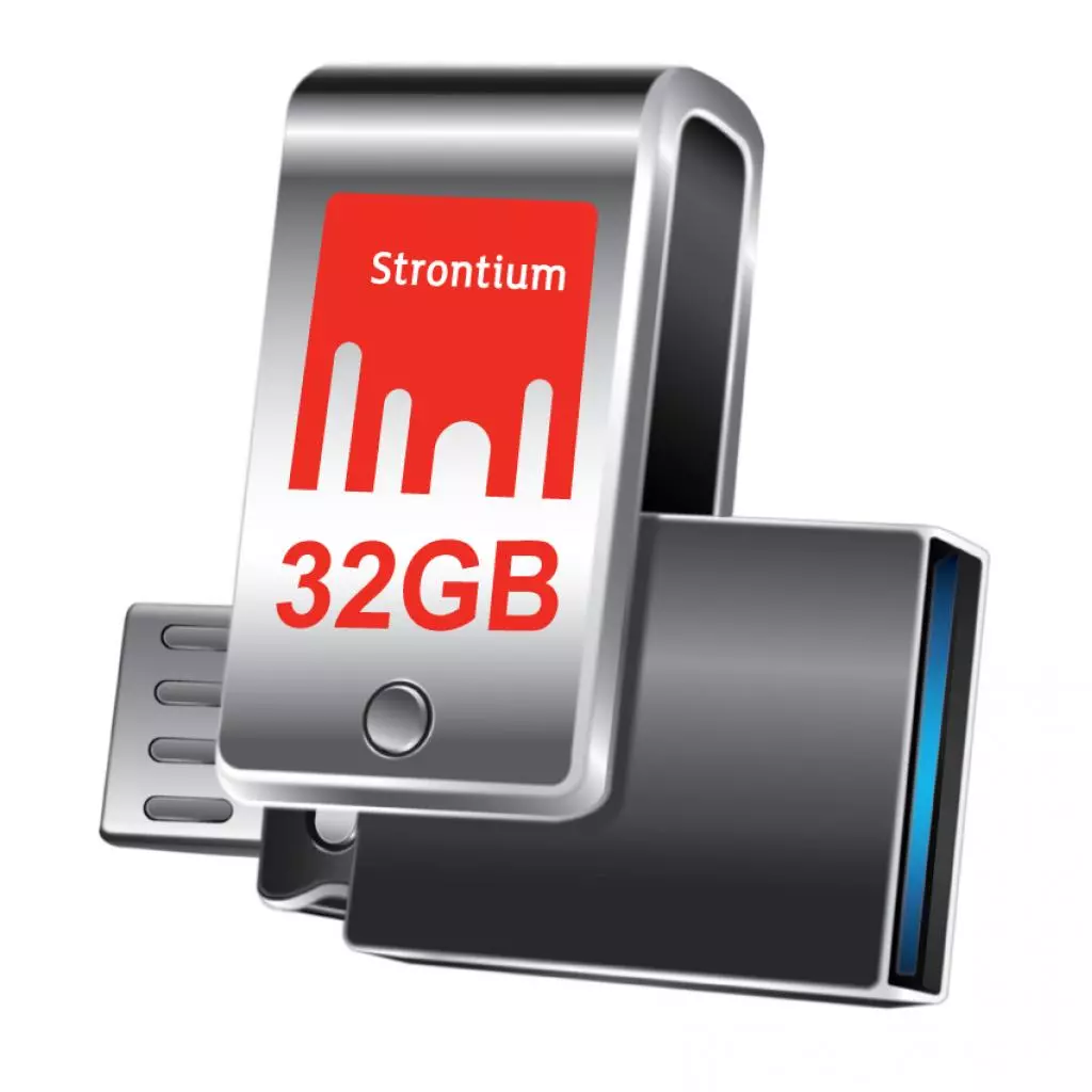 USB флеш накопитель Strontium Flash 32GB Nitro Plus Silver OTG USB 3.0 (SR32GSLOTG1Z) - 1 USB флеш накопитель Strontium Flash 32GB Nitro Plus Silver OTG USB 3.0 (SR32GSLOTG1Z) - 1