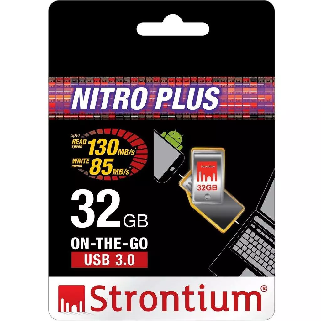 USB флеш накопитель Strontium Flash 32GB Nitro Plus Silver OTG USB 3.0 (SR32GSLOTG1Z) - 2 USB флеш накопитель Strontium Flash 32GB Nitro Plus Silver OTG USB 3.0 (SR32GSLOTG1Z) - 2