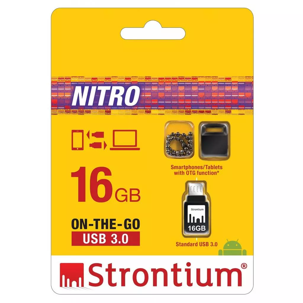 USB флеш накопитель Strontium Flash 16GB Nitro Silver OTG USB 3.0 (SR16GBBOTG2Z) - 2 USB флеш накопитель Strontium Flash 16GB Nitro Silver OTG USB 3.0 (SR16GBBOTG2Z) - 2