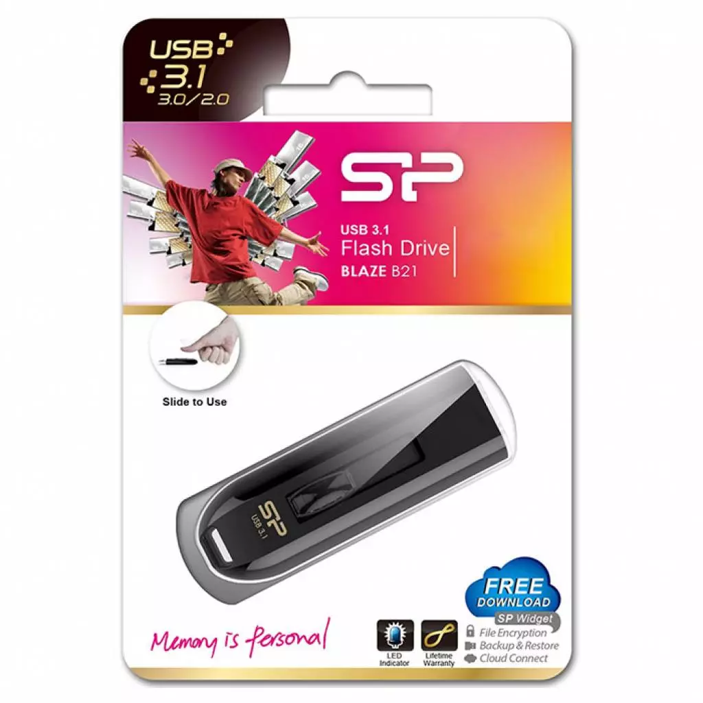USB флеш накопитель Silicon Power 128GB Blaze B21 Black USB 3.1 (SP128GBUF3B21V1K) - 4 USB флеш накопитель Silicon Power 128GB Blaze B21 Black USB 3.1 (SP128GBUF3B21V1K) - 4