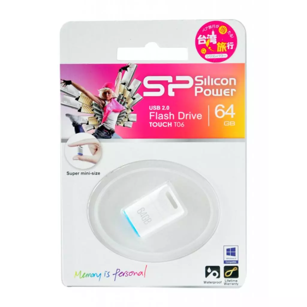 USB флеш накопитель Silicon Power 64GB Touch T06 White USB 2.0 (SP064GBUF2T06V1W) - 3