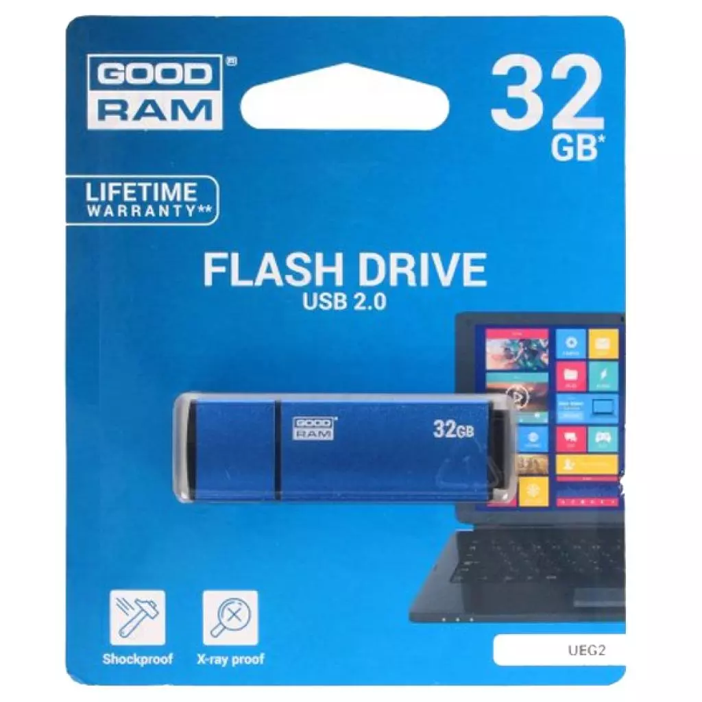 USB флеш накопитель Goodram 32GB UEG2 Edge Blue USB 2.0 (UEG2-0320B0R11) - 1 USB флеш накопитель Goodram 32GB UEG2 Edge Blue USB 2.0 (UEG2-0320B0R11) - 1