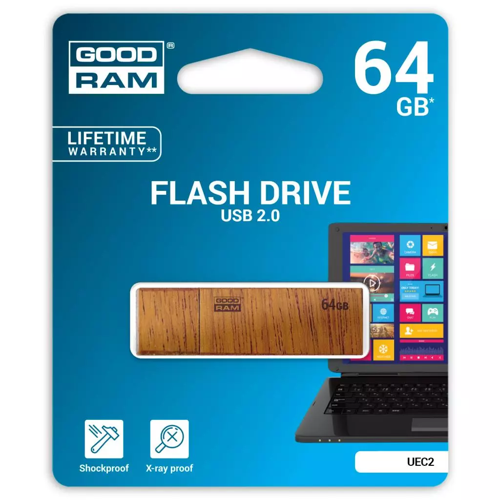 USB флеш накопитель Goodram 64GB UEC2 Eco USB 2.0 (UEC2-0640N0R11) - 3 USB флеш накопитель Goodram 64GB UEC2 Eco USB 2.0 (UEC2-0640N0R11) - 3