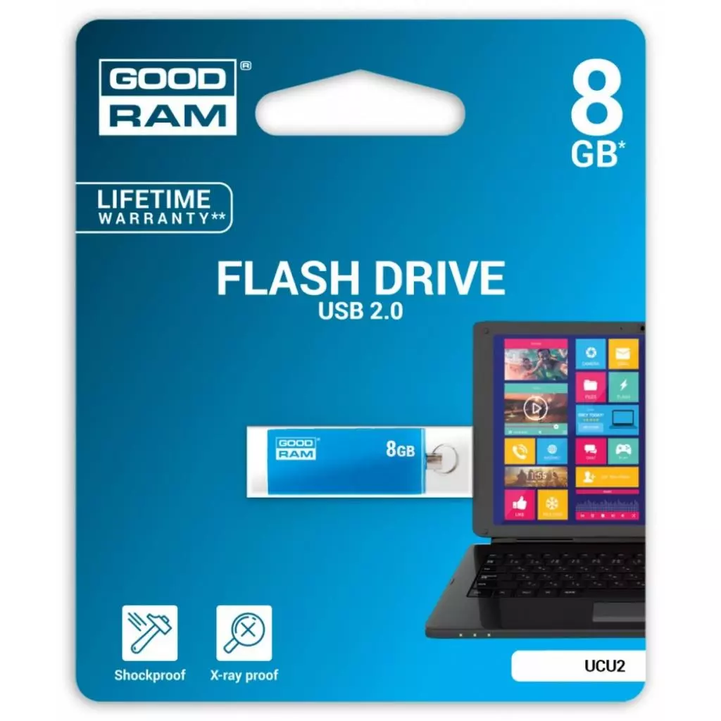 USB флеш накопитель Goodram 8GB UCU2 Cube Blue USB 2.0 (UCU2-0080B0R11) - 2