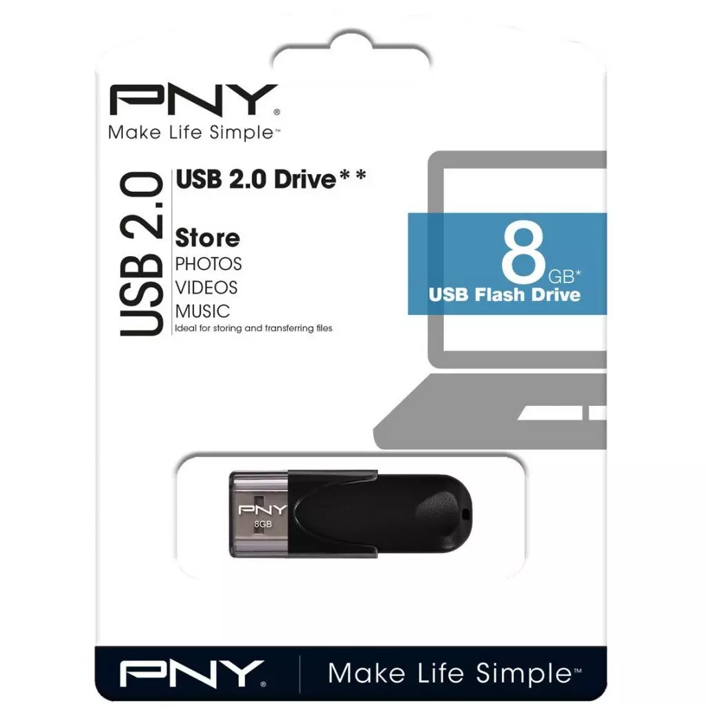 USB флеш накопитель PNY flash 8GB Attache4 Black USB 2.0 (FD8GBATT4-EF) - 3