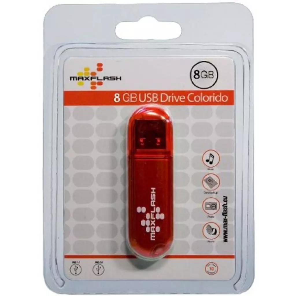 USB флеш накопитель Maxflash 8GB Colorido RED USB 2.0 (PD8GM7R-R) - 2