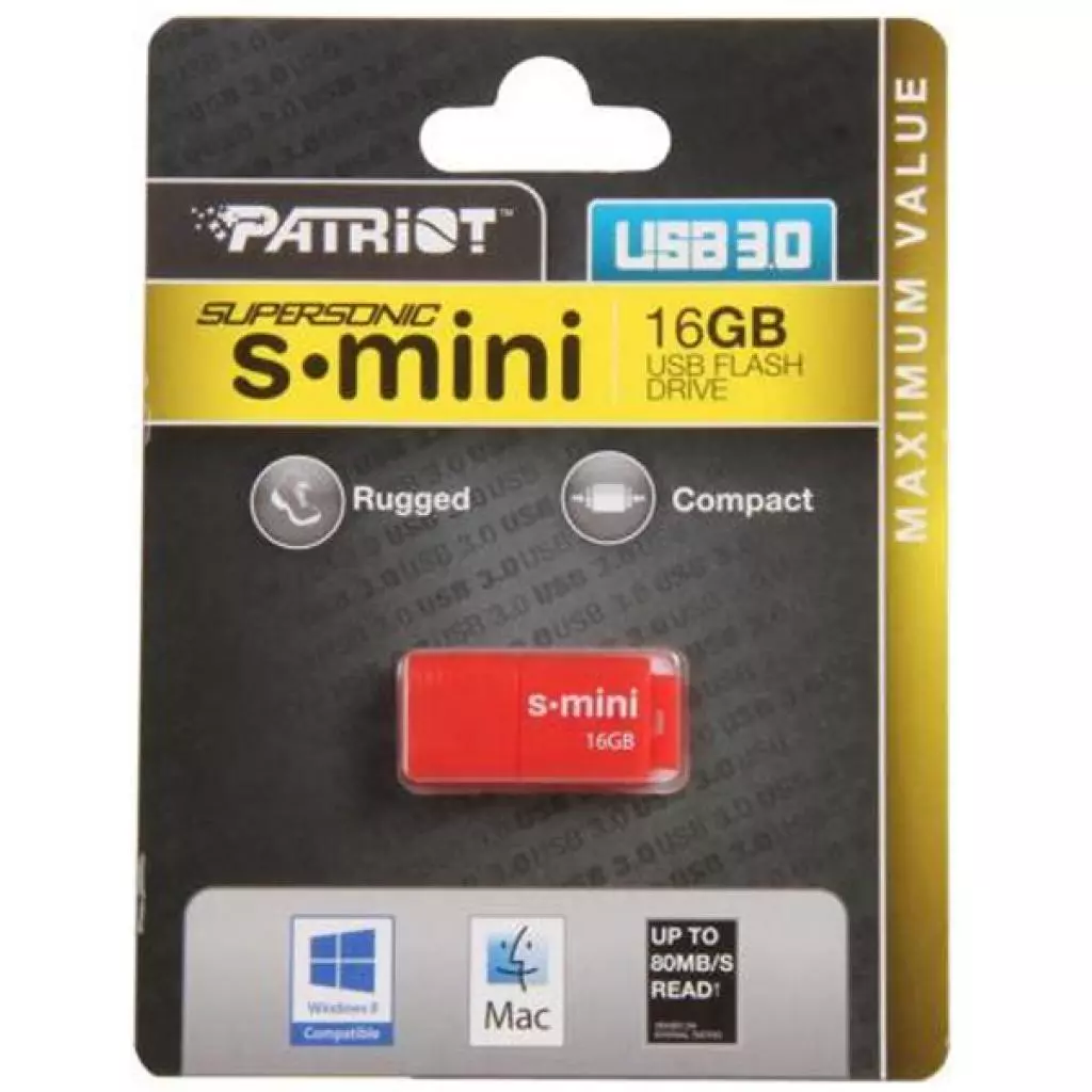 USB флеш накопитель Patriot 16GB SuperSonic S-Mini USB 3.0 (PSF16GSMUSB) - 5 USB флеш накопитель Patriot 16GB SuperSonic S-Mini USB 3.0 (PSF16GSMUSB) - 5