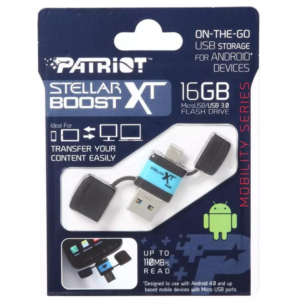 USB флеш накопитель Patriot 16GB Stellar Boost XT USB 3.1/OTG (PEF16GSTRXTOTG) - 5 USB флеш накопитель Patriot 16GB Stellar Boost XT USB 3.1/OTG (PEF16GSTRXTOTG) - 5