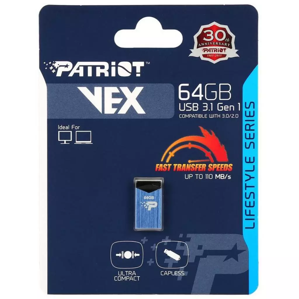 USB флеш накопитель Patriot 64GB Vex USB 3.1 (PSF64GVEX3USB) - 4 USB флеш накопитель Patriot 64GB Vex USB 3.1 (PSF64GVEX3USB) - 4