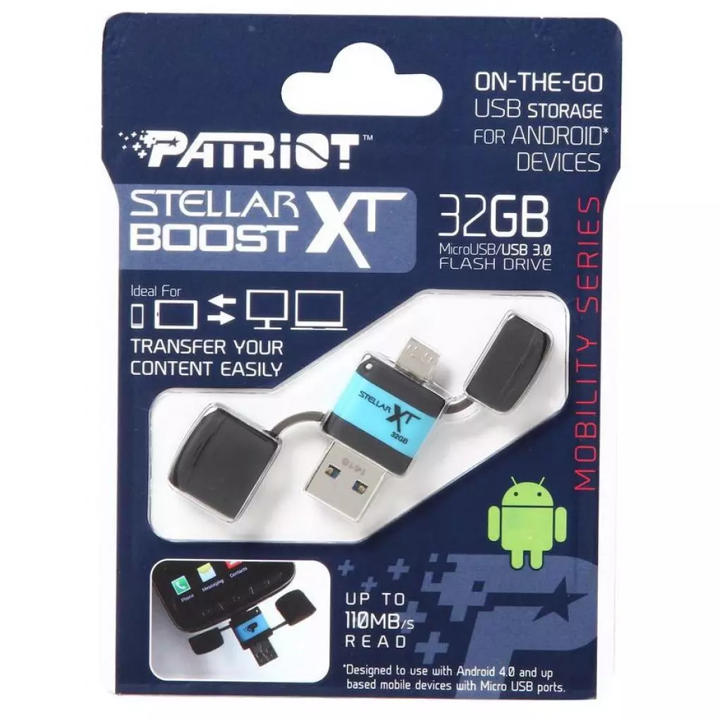 USB флеш накопитель Patriot 32GB Stellar Boost XT USB 3.1/OTG (PEF32GSTRXTOTG) - 5 USB флеш накопитель Patriot 32GB Stellar Boost XT USB 3.1/OTG (PEF32GSTRXTOTG) - 5