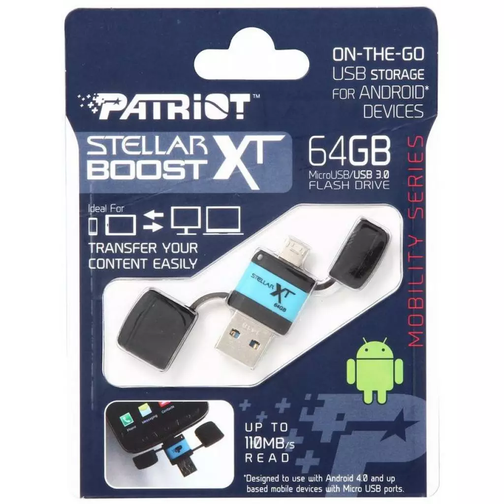 USB флеш накопитель Patriot 64GB Stellar Boost XT USB 3.1/OTG (PEF64GSTRXTOTG) - 5 USB флеш накопитель Patriot 64GB Stellar Boost XT USB 3.1/OTG (PEF64GSTRXTOTG) - 5