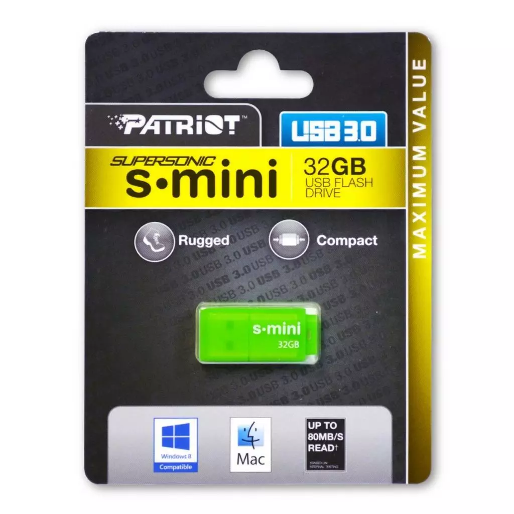USB флеш накопитель Patriot 32GB Supersonic S-mini USB 3.0 (PSF32GSMUSB) - 5 USB флеш накопитель Patriot 32GB Supersonic S-mini USB 3.0 (PSF32GSMUSB) - 5