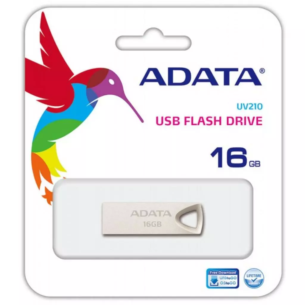 USB флеш накопитель ADATA 16GB UV210 Metal Silver USB 2.0 (AUV210-16G-RGD) - 2 USB флеш накопитель ADATA 16GB UV210 Metal Silver USB 2.0 (AUV210-16G-RGD) - 2